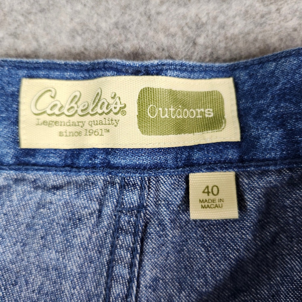 Cabela's Denim Utility Shorts Mens 40 Blue Carpenter Relaxed Elastic Waist ST130 - Picture 2 of 16